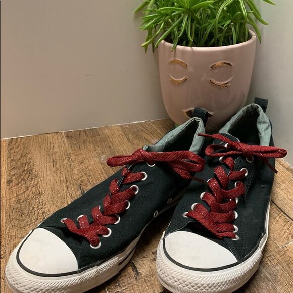 CONVERSE ALL STAR CHUCK TAYLOR Low Top BLACK Canvas WHITE Rubber Size 11 - Picture 2 of 13